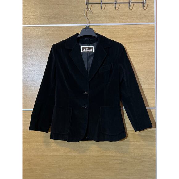 S.B. II. By Bitterman Women's sz L 2 button lined velvet blazer black Vintage - Picture 2 of 10